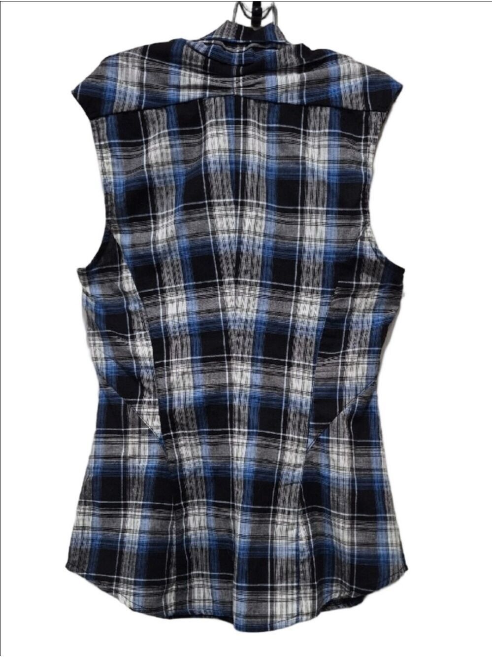 Le Château Blue, White & Gray Plaid Sweetheart Neck Top – NWT - Picture 5 of 13
